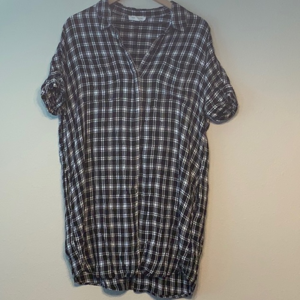 Beach lunch lounge plaid button down dress